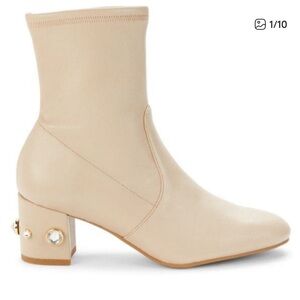 STUART WEITZMAN
Allshine 60 Crystal-Embellished Cream
Leather
Ankle Boots 9 New